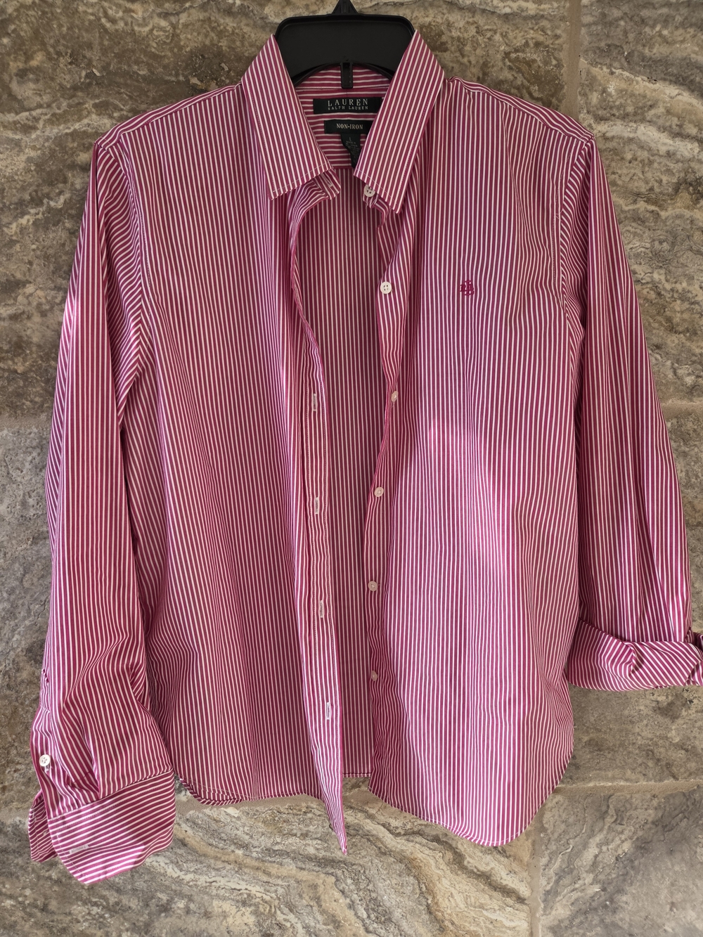Ralph Lauren Non-Iron Striped Button Down Top Ladies Large EUC